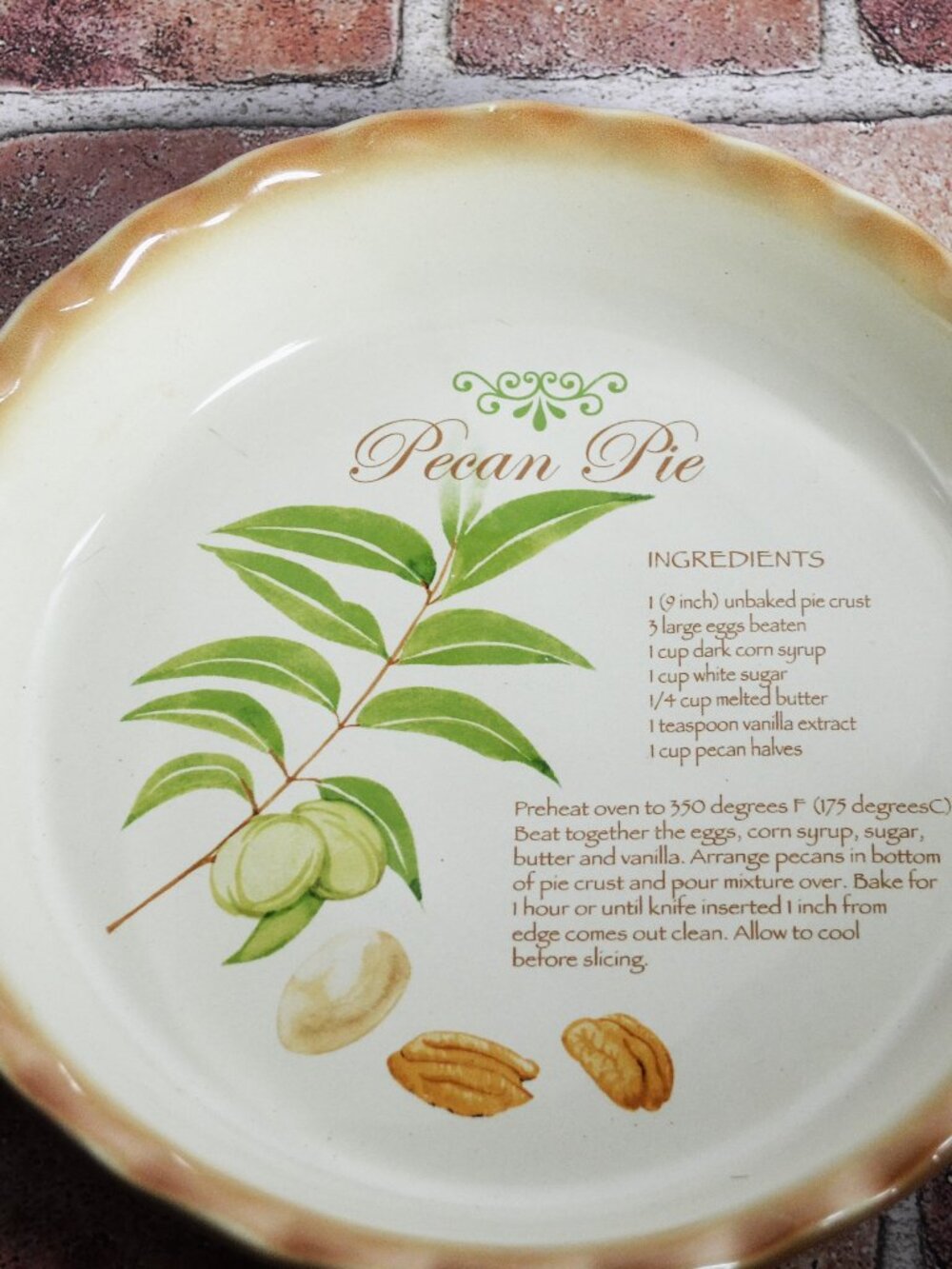 Vintage Nantucket Pecan Pie Plate Baking Kitchen Decor Holidays